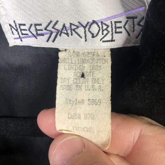 Necessary Objects Blazer Womens Large Black Velvet Double Breasted Made USA - Picture 6 of 13